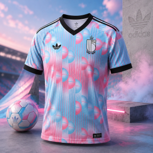 Belgium FIFA World Cup 2026 Pink Blue Atomium Retro Pattern Soccer Jersey 6 Belgium FIFA World Cup 2026 Pink Blue Atomium Retro Pattern Soccer Jersey