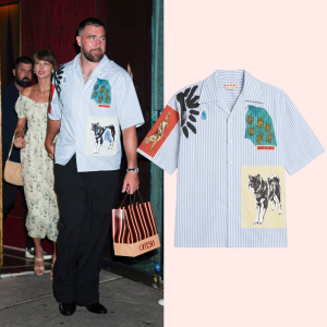Taylor Swift & Travis Kelce Artistic Patch Striped Shirt 6 Taylor Swift & Travis Kelce Artistic Patch Striped Shirt
