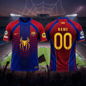 FC Barcelona Spider Hero Crossover Soccer Jersey 9 FC Barcelona Spider Hero Crossover Soccer Jersey