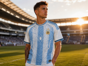 Argentina Spider-Man Web Design Custom Soccer Jersey 11 Customizable Argentina Spider-Man Soccer Shirt
