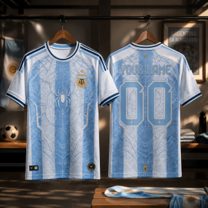 Argentina Spider-Man Web Design Custom Soccer Jersey 10 Argentina Spider-Man Web Design Custom Soccer Jersey