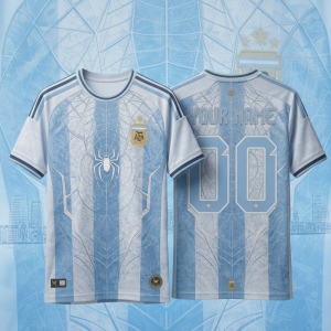 Argentina Spider-Man Web Design Custom Soccer Jersey 9 Argentina Spider-Man Concept Custom Soccer Jersey