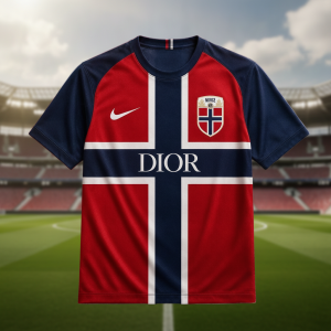 Norway Team Dior Branded Norwegian Flag Football T-Shirt 11 Norway Team Dior Inspired Norwegian Flag T-Shirt