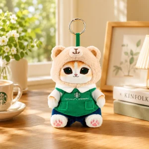Mofusand x Starbucks Bearista Ginger Cat & Calico Cat Plush Keychain