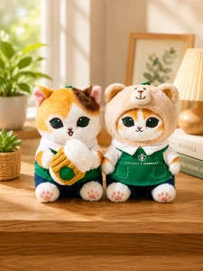 Mofusand x Starbucks Bearista Ginger Cat & Calico Cat Plush Keychain