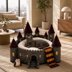 Harry Potter Wizard Castle Cat Bed – Magical Hogwarts Inspired Pet House