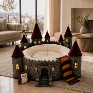 Harry Potter Wizard Castle Cat Bed – Magical Hogwarts Inspired Pet House